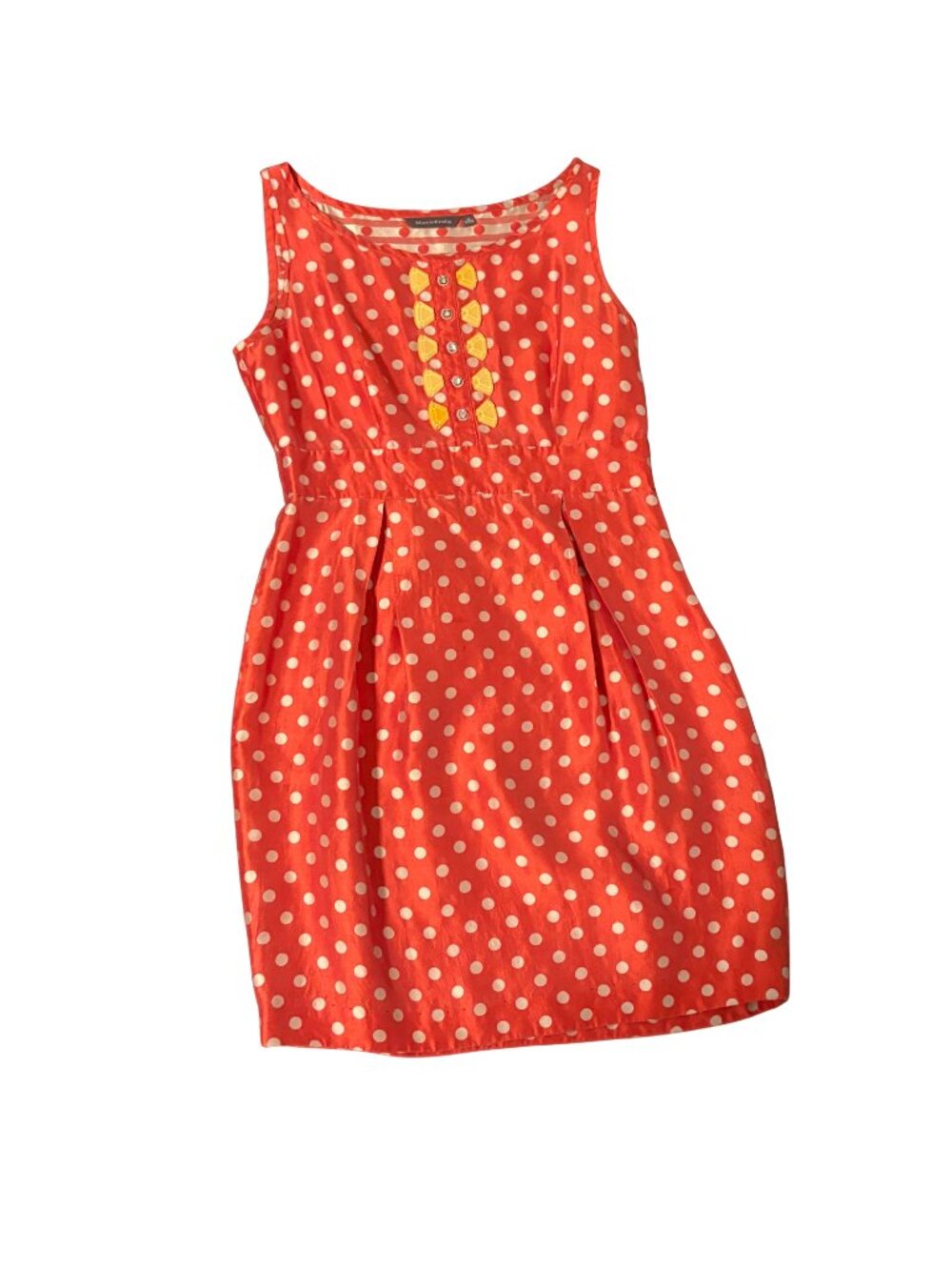 Marisfrolg Orange Polka Dot Silk A-Line Dress